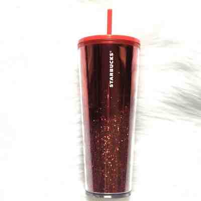 Starbucks red glitter tumbler reusable cold cup 24oz Christmas valentine New - Sold on eBay Jan, 13th 2020 for $24.95