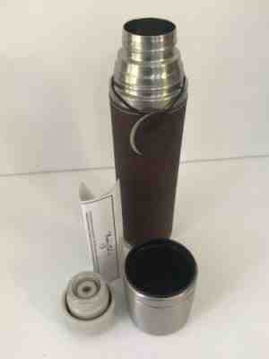 STARBUCKS Brown Leather Sleeve Stainless Steel Thermos 16 oz 2003 NEW - Sold on eBay Jan, 13th 2020 for $26.50
