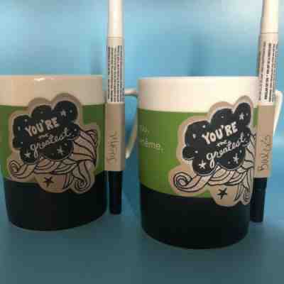 Set of 2 Starbucks Mug Cup "Made By You" 2013 16oz Includes Glazing Pen  - Sold on eBay Jan, 12th 2020 for $25.49