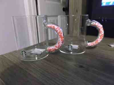 LOT OF 2 - NEW 2020 Starbucks Confetti Hearts Handle Glass Mugs Valentines Cups  - Sold on eBay Jan, 12th 2020 for $54.99