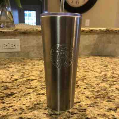 NEW 2019 Starbucks Silver Stainless Steel Venti Tumbler Cold Cup 24 oz - Sold on eBay Jan, 12th 2020 for $15.00
