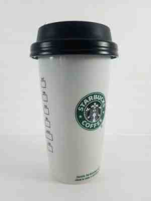 STARBUCKS 2009 12oz Coffee Mug Cup White Ceramic Travel Tall Tumbler  - Sold on eBay Jan, 12th 2020 for $19.99