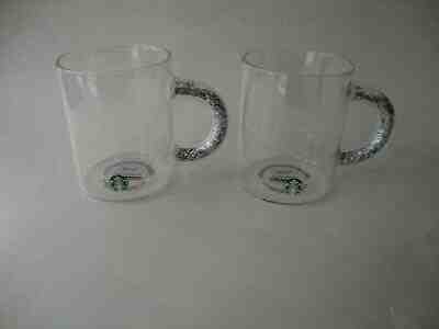 Starbucks Christmas Holiday 2019 Silver Glitter Handle Clear Glass Mug Mugs x 2 - Sold on eBay Jan, 13th 2020 for $79.99