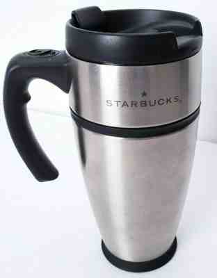Starbucks 2001 Barista Coffee Stainless Steel Travel Mug 16 oz Cup Handle B22 - Sold on eBay Jan, 4th 2020 for $28.88