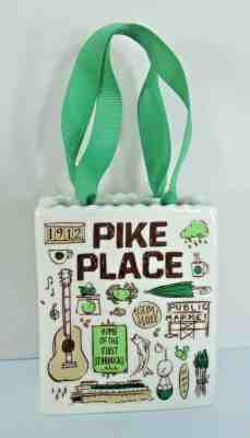 Starbucks Pike Place Seattle Been There Christmas Ornament Ceramic Bag With SKU - Sold on eBay Jan, 14th 2020 for $22.99