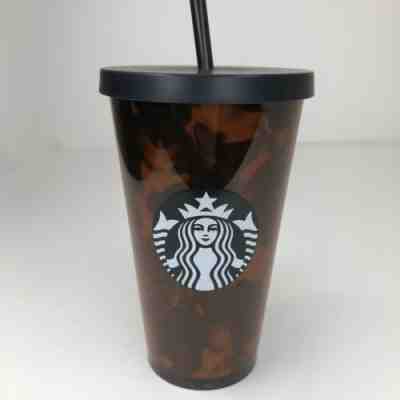 Starbucks Tortoise Shell Tumbler Black Brown Cold Cup Straw RARE 16oz 2019 NEW - Sold on eBay Jan, 14th 2020 for $24.95