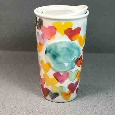 Starbucks 2015 Watercolor Hearts 10oz Ceramic Travel Mug with Lid Valentine Gift - Sold on eBay Jan, 14th 2020 for $24.99