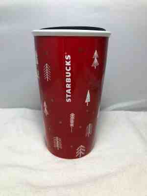 Starbucks Holiday 2018 Ceramic Tumbler Red Elves and Christmas Trees  - Sold on eBay Jan, 14th 2020 for $19.75