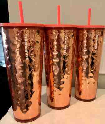 Starbucks 2019 Limited Edition Holiday Tumbler - Rose Gold Wavy - Sold on eBay Jan, 14th 2020 for $23.99