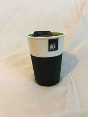 Starbucks 2011 8 oz Via Ready Brew Ceramic Travel Cup Tumbler Mug Rubber Grip - Sold on eBay Jan, 14th 2020 for $18.00