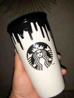 Starbucks Band of Outsiders 12 oz Hot Cup Ceramic Tumbler 2014 White Drip Black  - Sold on eBay Jan, 14th 2020 for $29.00