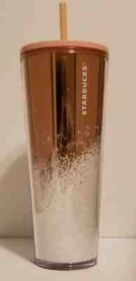 Starbucks 2019 Rose Gold Cascading Snow Cold Cup Tumbler Holiday Christmas 24 oz - Sold on eBay Jan, 14th 2020 for $25.00
