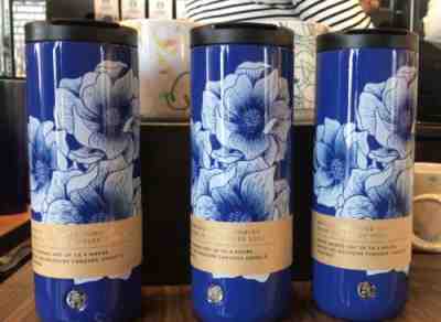 Starbucks Stainless Steel Insulated Blue Floral Summer 2019  16 oz Tumbler Cup - Sold on eBay Jan, 14th 2020 for $35.00