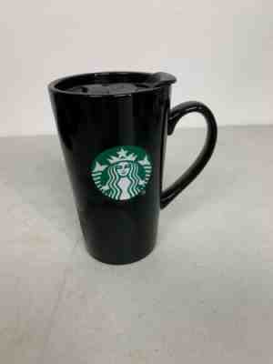 Starbucks Ceramic 14 oz Coffee Cup Travel Mug Lid Black Green Logo 2018 - Sold on eBay Jan, 15th 2020 for $24.99