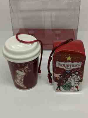 New STARBUCKS 2007 ORNAMENTS - MINI TUMBLER AND BAG OF COFFEE - CHRISTMAS BLEND  - Sold on eBay Jan, 15th 2020 for $15.00