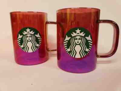 Starbucks Red Iridescent 2019 Christmas Edition Mug Glass 14oz (SET OF 2) - Sold on eBay Jan, 15th 2020 for $39.99