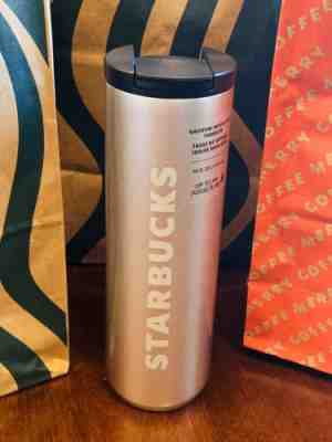 Starbucks vacuum insulated stainless steel silver metallic hot grande tumbler - Sold on eBay Jan, 15th 2020 for $26.99