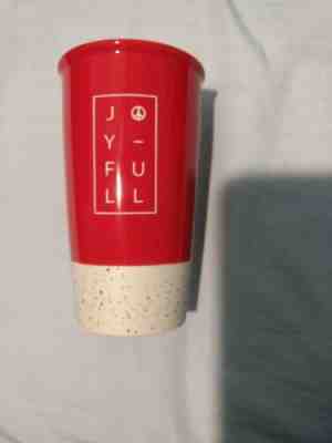 2017 STARBUCKS COFFEE JOYFUL JOY-FULL RED CERAMIC TRAVEL MUG TUMBLER W/LID 12 oz - Sold on eBay Jan, 15th 2020 for $20.00