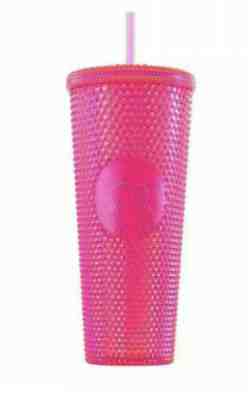 NEW WINTER CHRISTMAS 2019 STARBUCKS NEON PINK STUDDED TUMBLER CUP 24oz HOLIDAY - Sold on eBay Jan, 15th 2020 for $18.99