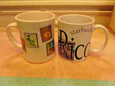Lot of 2 VTG STARBUCKS Coffee Mugs 2004 Puerto Rico 2003 Airmail Travel Stamps - Sold on eBay Jan, 15th 2020 for $22.95