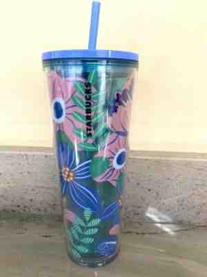 Starbucks 2020 Spring Flowers Blue Pink Tumbler 24oz Venti Cold Cup New - Sold on eBay Jan, 15th 2020 for $39.99