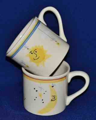 Starbucks Barista Set Of 2 Hand Painted By Hartstone Sun Moon & Stars Mugs XLNT - Sold on eBay Jan, 15th 2020 for $35.00