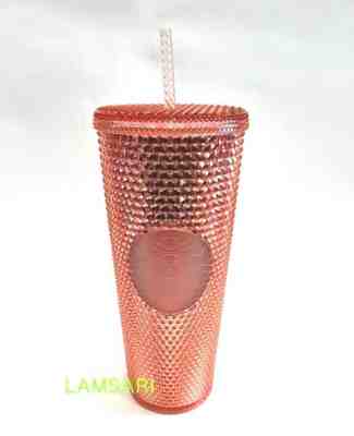 Starbucks 2019 Rose Gold Pink Iridescent Acrylic Cold Cup Tumbler 24 Fl Oz - Sold on eBay Jan, 15th 2020 for $47.45