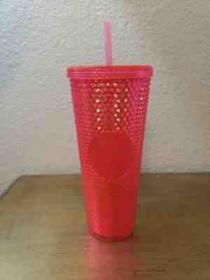 NEW STARBUCKS 2019 Neon Pink Studded Cold Cup Tumbler WINTER HOLIDAY 24 oz - Sold on eBay Jan, 14th 2020 for $25.95