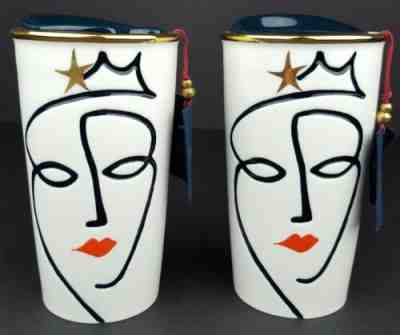 (2) Starbucks 2015 Anniversary Collection Ceramic Siren Traveler Tumblers New - Sold on eBay Jan, 10th 2020 for $52.49