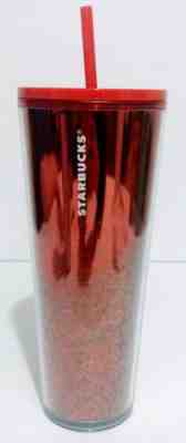 STARBUCKS 2019 Holiday Limited Edition Red Cascading Glitter Tumbler 24 oz Venti - Sold on eBay Jan, 17th 2020 for $17.50