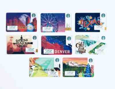 2018 STARBUCKS CITY CARDS LOT 8 Houston Dallas Denver Texas Boston San Francisco - Sold on eBay Jan, 17th 2020 for $22.99