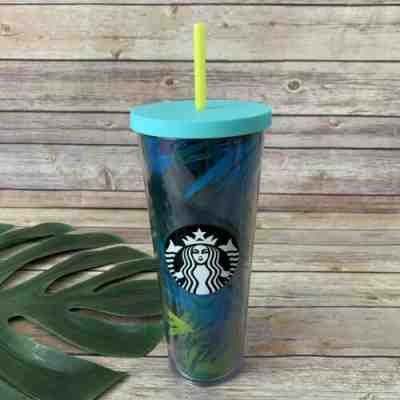 Starbucks Hawaii Venit Travel Cup New Reusable Blue Yellow Tropical Coffee 