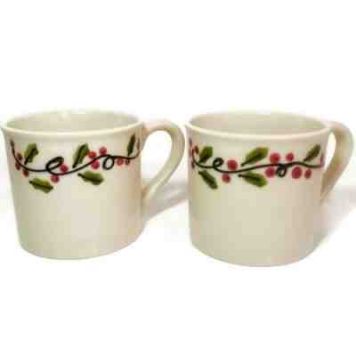 Hartstone Starbucks Barista Christmas Holly Berry Ivy Coffee Mug 2 Handpainted - Sold on eBay Jan, 17th 2020 for $31.50