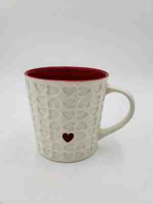 Starbucks 2007 Valentines Embossed White with Red Heart 16 oz. Coffee Mug - Sold on eBay Jan, 17th 2020 for $25.00