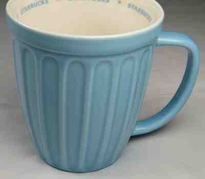 Starbucks Coffee Mug Cup Aqua Blue Ribbed 2006 Barrel Fluted Flowerpot Mug 16oz. - Sold on eBay Jan, 17th 2020 for $19.69