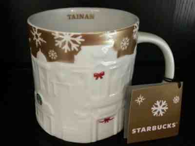 Starbucks Tainan GOLD Christmas Relief mug - Sold on eBay Jan, 16th 2020 for $45.00