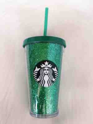 NEW Starbucks 2018 Green Glitter Tumbler Cold Cup Grande 16oz - Sold on eBay Jan, 16th 2020 for $22.95