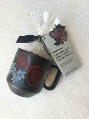 2019 Starbucks Valentine Ceramic Coffee Mug With Gummy Peach Hearts Black Roses - Sold on eBay Jan, 16th 2020 for $29.00