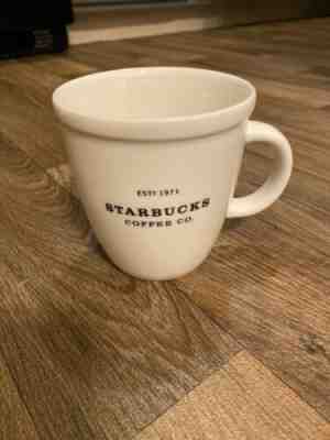 Starbucks Coffee Mug Cup 2001 Barista Abbey White 18 oz Black Graphics Est 1971  - Sold on eBay Jan, 16th 2020 for $21.24