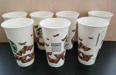 7 Reusable Starbucks Coffee Cups - Monarch Butterflies  -16 oz   - Sold on eBay Jan, 16th 2020 for $39.00