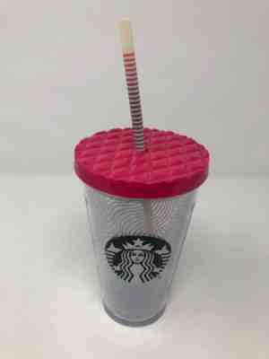 Starbucks Retired Swirl Wave Print Pink lid Tumbler 16 oz Grande Cold Cup  - Sold on eBay Jan, 16th 2020 for $16.00