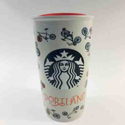Starbucks Portland Oregon 2016 Bicycle Raindrops Ceramic 12 Oz Tumbler Rare - Sold on eBay Jan, 16th 2020 for $18.70