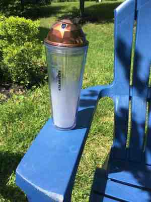 Starbucks 2012 venti 24 fl oz Cold Cup Copper Dome Chiseled Lid Prism - frosted - Sold on eBay Jan, 16th 2020 for $19.99