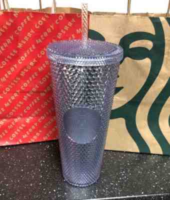Starbucks 2019 BLING Silver PLATINUM Studded Tumbler Venti 24oz Holiday Cold Cup - Sold on eBay Jan, 16th 2020 for $26.99