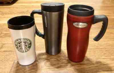Starbucks Tumbler Lot of 3 Stainless Tumbler Vintage Tumbler Red & White Cup - Sold on eBay Jan, 15th 2020 for $25.00