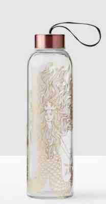 Starbucks Anniversary Glass Water Bottle Gold Siren 17Oz Limited 2017 Strap NEW - Sold on eBay Jan, 15th 2020 for $32.99