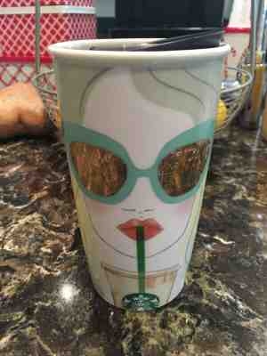 Starbucks Los Angeles LA Girl Sunglasses Ceramic Coffee Travel Mug BRAND NEW - Sold on eBay Jan, 15th 2020 for $32.00