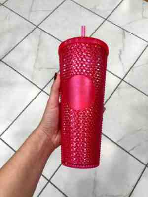 STARBUCKS 2019 Neon Pink Studded Cold Cup Tumbler Winter Holiday Venti 24oz - Sold on eBay Jan, 19th 2020 for $20.00