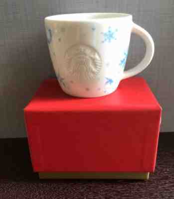 Starbucks 2015 Christmas Holiday White Blue Snowflake Demi / Mini Mug -No Card - Sold on eBay Jan, 18th 2020 for $37.99