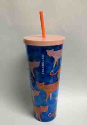 Starbucks 2018 Cheetah Venti Tumbler Summer Cold Cup Coral Blue Pink Brand New - Sold on eBay Jan, 18th 2020 for $25.64